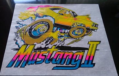Vintage Rare  Mustang II  Iron-On Transfer By Roach Classic  DAY GLO • $18