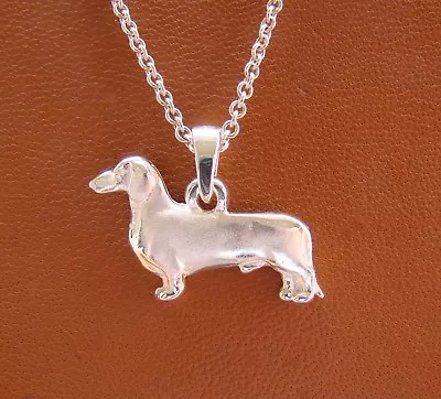 Sterling Silver Smooth Dachshund Standing Study Pendant • $46