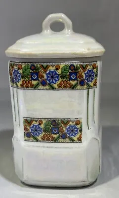 Vintage Mepoco Ware German Lustreware Canister  Lustre Iridescent Spice Jar • $17.95