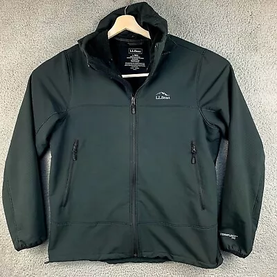 LL Bean Stormfleece Pro Jacket Mens Large Black Hoodie Softshell Lined Outdoor • $34.74