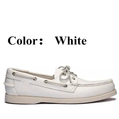 Men's Genuine Leather Fashion Casual Shoes Flat Boat Shoes Loafers Walking Shoes • $46.75