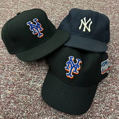 Baseball Hat Fitted 7 3/8 Lot Group Of 3 MLB Yankees Mets New Era Vintage USA • $75