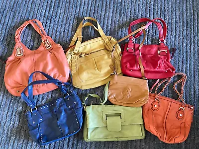 B Makowsky  Avorio & Fossil ~ 7 Piece Colorful Leather Handbag / Purse Lot • $49.95
