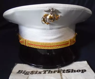 Marine Corps Officers USMC Dress Uniform Service Kingform Cap Hat Cover Sz 7 1/4 • $125