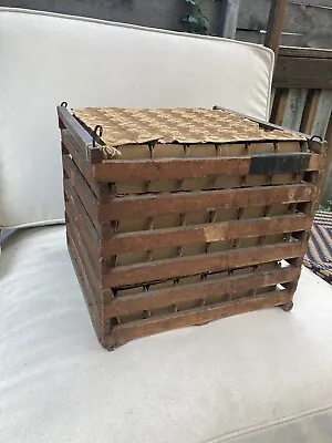 Antique Wooden Egg Crate 144 Liners Primitive Basket Rustic ￼Farmhouse Handmade • $59