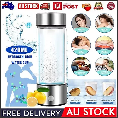 Hydrogen Rich Alkaline Water Ionizer Generator Bottle Cup USB Portable Mug 450ML • $42.74