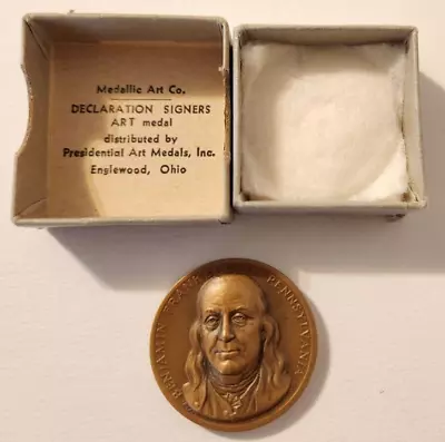 Medallic Art Co. Declaration Signers Art Medal Benjamin Franklin With Box Holder • $9.99