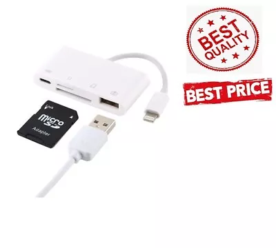 4in1 Multi Function USB OTG Adapter  SD Card Reader Camera For IPad IPhone • £9.99