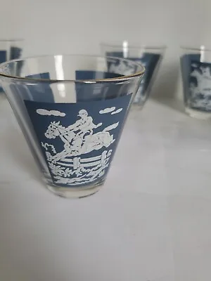 Vintage Set Of 4 Wedgewood Glass Tumbler Hazel Arlas Mid-century Equestrian Cups • $29.99