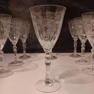 Vintage Fostoria Chintz Elegant Crystal 7 5/8  Tall Water Goblet 8 Available • $17.99