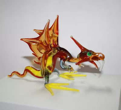 Art Blown Glass Murano Figurine Glass Figurine Dragon Multi Color • $38.99