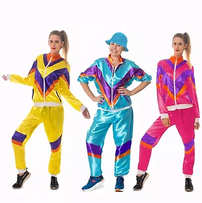 80s Shell Suit Costume Scouser Tracksuit Womens Adult Ladies Fancy Dress Outfit • £16.99