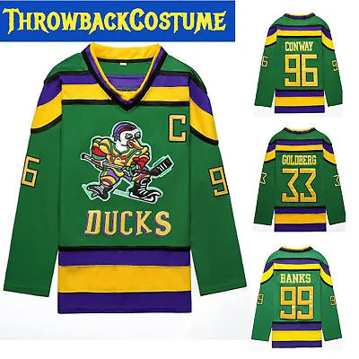 The Mighty Ducks Movie Jersey #96 Conway #99Banks #33 Goldberg #66 Hockey Jersey • $39.97