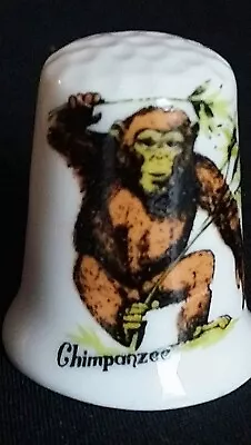 Chimpanzee Monkey Illustration Bone China England Souvenir Thimble • $9.79