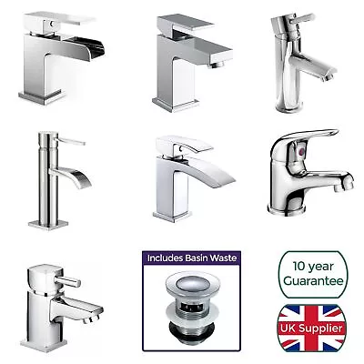 £13.95 • Buy Large Cloakroom Modern Bathroom Basin Sink Mono Chrome Set Mixer Tap & Waste