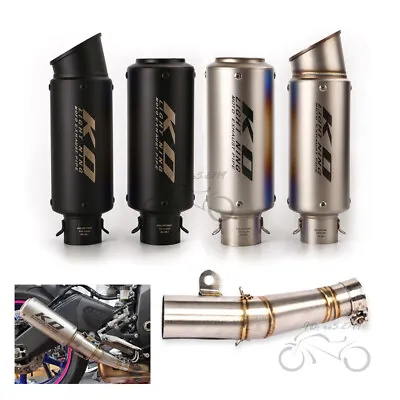 For Yamaha YZF R6 2006-2023 Slip On Muffler Black Exhaust Tips Mid Pipe System • $114.56