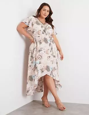 $34.29 • Buy Beme Short Flutter Sleeve V Neck Hi Lo Dress Womens Plus Size Clothing  Dresses