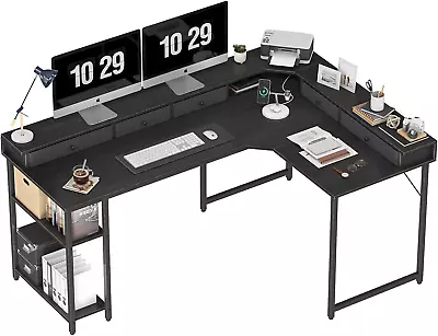 Large L Shaped Desk 24  Deep L Shape Computer Desk With Monitor Stands 67  L  • $193.88