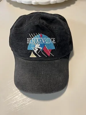 Vintage Breckenridge CO Hat Cap Corduroy Black  80s 90s Skiing Colorado • $19.99