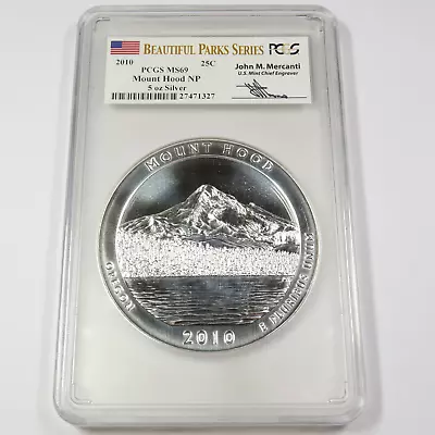 2010 PCGS MS69 - 5 Oz Silver Mount Hood National Park ATB - 25c Quarter #45063V • $264.95