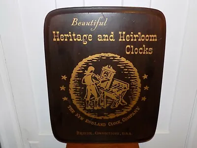 Vintage New England Clock Company Bristol Connecticut Wooden Sign • $120