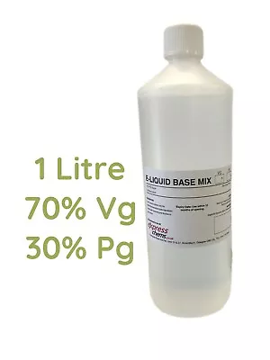  1 X 1 Litre 70% VG 30% Pg Vegetable Glycerine Propylene Glycol Mix EP/USP Grade • £12.99