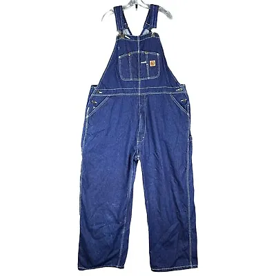 Berne Overalls Mens 48x30 Blue Denim Jean Bibs Workwear Carpenter Outdoor Cotton • $34.88