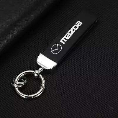 Black Leather Keychain Metal Key Chain Key Ring Home Decoration Gift For Mazda • $20.36