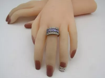 £41.29 • Buy TANZANITE ? AND WHITE TOPAZ RING Sterling Silver 925 NWOT Size 9 RG8