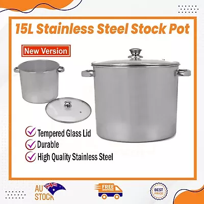 15L Cookware Stock Pot Large Stainless Steel Cooking Sauce Kettle Stock Soup Pot • $22.65