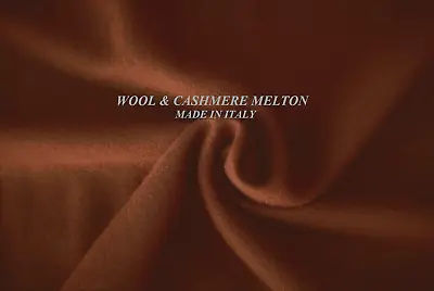 Wool & Cashmere Tabaco Colour Melton Luxurious Soft Pile Made In Italy D244n • £8.99
