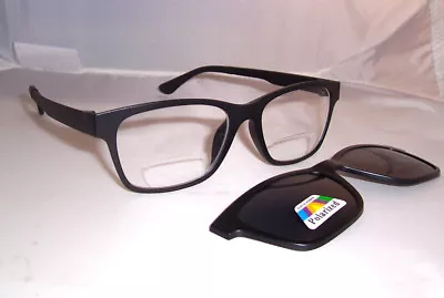 Bifocal Reading Glasses  W/tinted Magnetic Polarized Clip On Full Uv Protection • $15.94