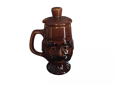 Vintage Mustache Man Ceramic/Pottery Coffee Mug With Lid • $20.95