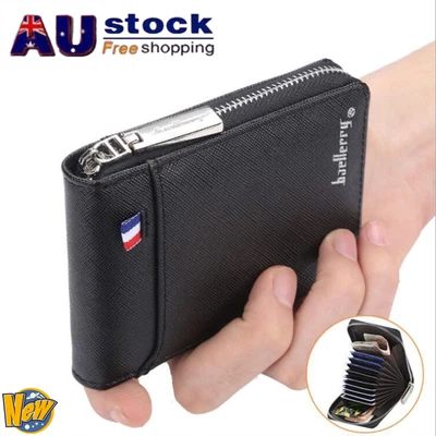 $15.02 • Buy Mens RFID Blocking Leather Soft Wallet Credit Card Holder Purse With Zip