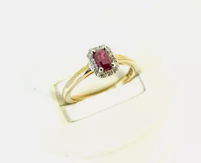 9ct Gold Ruby Diamond Ring Cluster NEW Hallmarked Size M 1/2 With Gift Box • £398