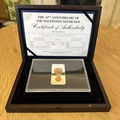 The 30th Anniversary Of The Halfpenny 0.999 Silver Bar Coin Set Ltd Box & COA • £30