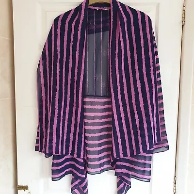 ZANDRA RHODES - BLUE & LILAC WATERFALL JACKET - Sze 12 - BUST 40  • $31.57