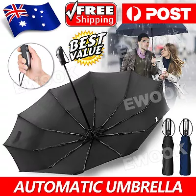 $13.95 • Buy Windproof Automatic Folding Umbrella Auto Open Compact With 10Ribs Fiberglass