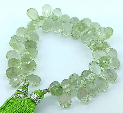 Green Amethyst Prasiolite Gem 9x6 To 11x6 Mm Faceted Teardrop Beads 6  Strand • $20.80