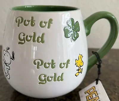 Peanuts Snoopy & Woodstock POT Of GOLD St. Patrick's Day 20 Oz Ceramic Mug New! • $16.97