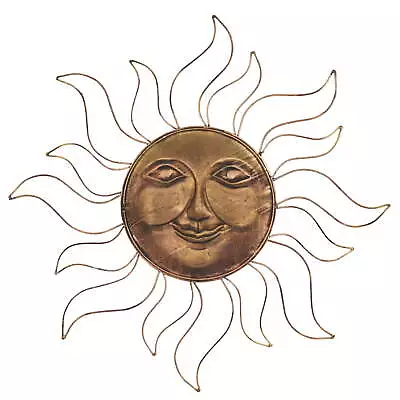 Metal Eclectic Celestial  Sun Face  Designed Wall Décor With Copper Metallic • $19.70