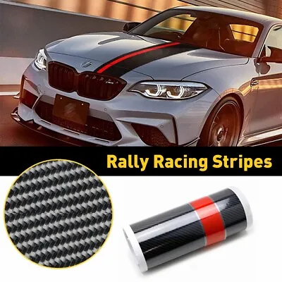 For Kia Optima 5D Carbon Fiber Style Car Hood Rally Racing Sporty Strip Sticker • $10.99