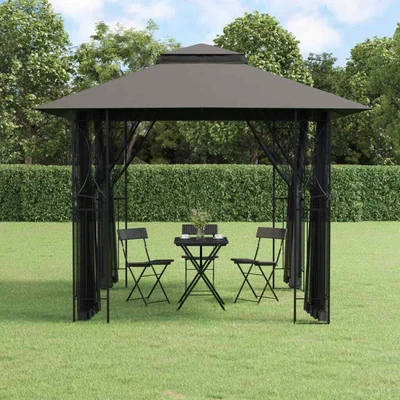 $369.99 • Buy Gazebo Garden Shed Pop-Up Marquee Tent With Sidewalls Anthracite Steel VidaXL