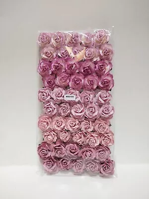 50 Wild Rose's Mix Set Of  Lavender Rose's Mulberry Paper Flowers #MXD-035 • $11.99