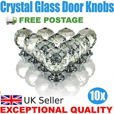 £0.99 • Buy Clear Crystal Diamond Glass Door Knobs Cupboard Drawer Furniture Handle Cabinet