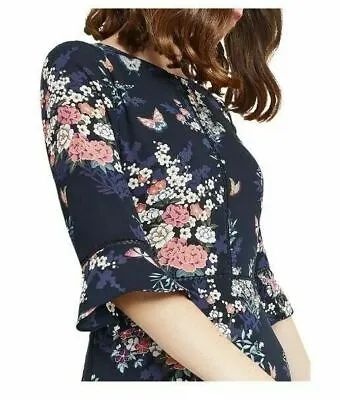 BNWT Oasis Navy Pink Oriental Floral Butterfly Midi Dress 16 £65 Susanna Reid • £34.99