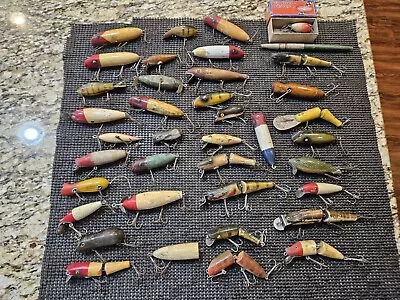 Huge Lot Of Old Wooden Fishing Lures: Creek Chub - Paw Paw+More Some Glass Eyes • $114.99