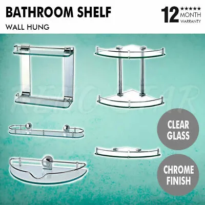 Glass Shelf  Wall Hung For Bathroom Shower Storage Save Space • $89