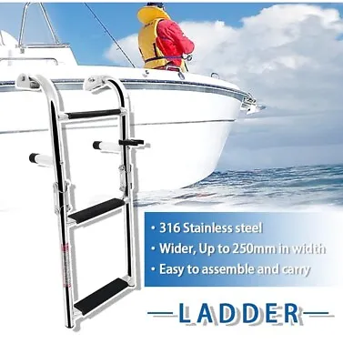 Amarine Made 3 Step Ladder Stainless Steel Marine Boat Folding • $29.99