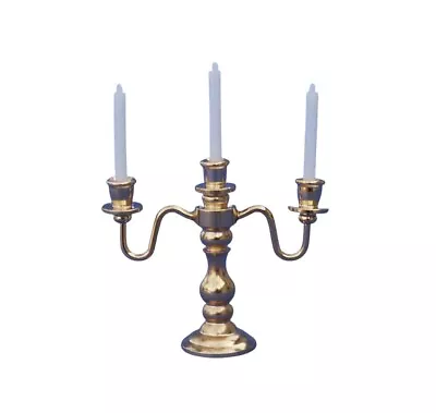  Miniature Dollhouse 3 Arm Candleabra Candlesticks Gold 1:12 Scale New • $7.80